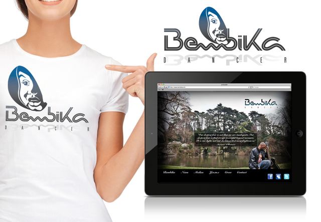 Logo Bembika sur t-shirt et site internet sur tablette