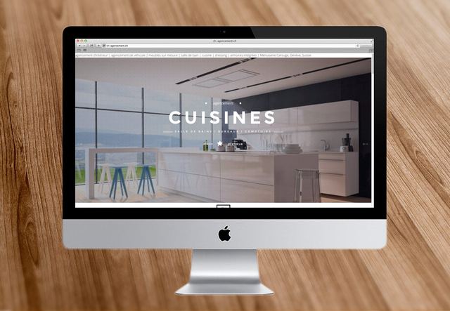 Site internet CH Menuiserie, page cuisines, affiché sur un écran