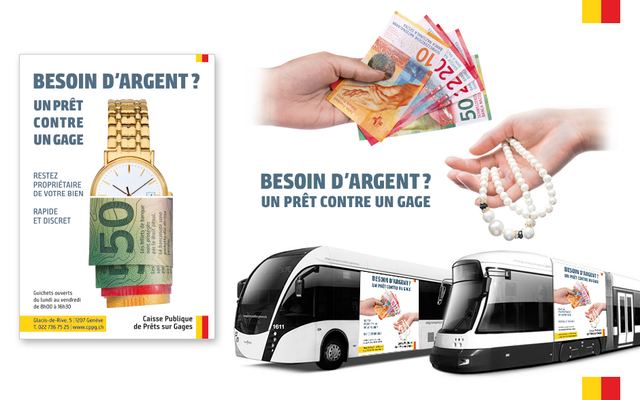 Campagne « Besoin d’argent ? » déclinée en affiche et sur des bus