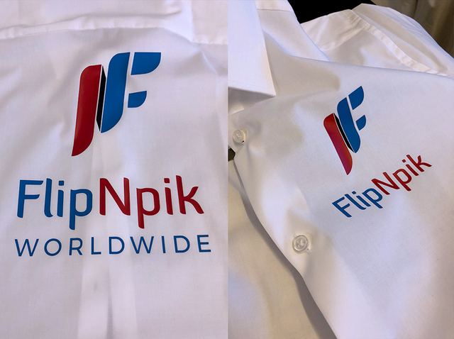 Chemises blanches avec logo FlipNpik Worldwide